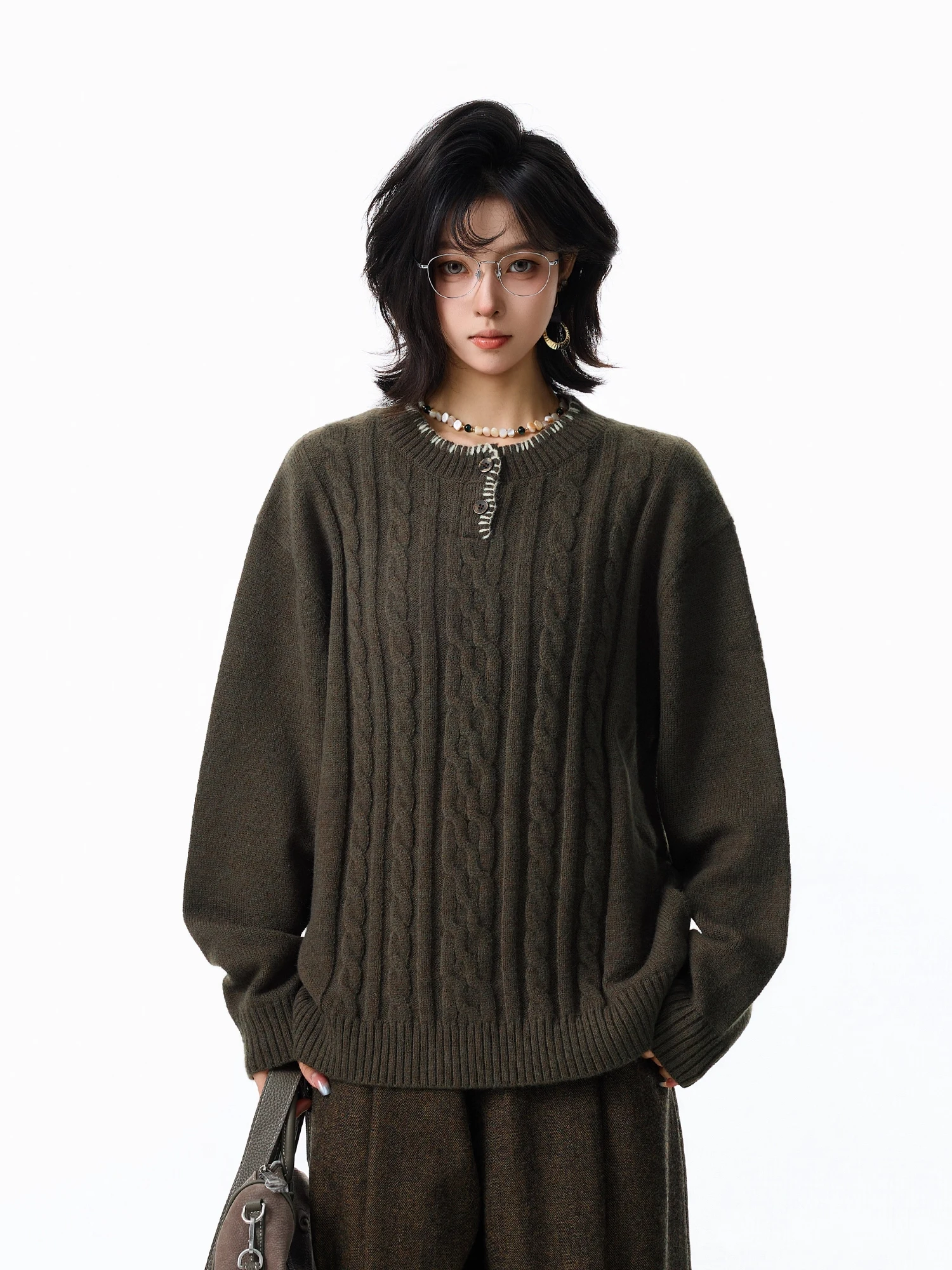 2025 Spring Autumn Mixed Yarn Knitted Sweater Henry Collar Overhead ex Faionable Comfortable Long Sve Warm Color
2025 Spring Autumn Mixed Yarn Knitted Sweater Henry Collar Overhead ex Faionable Comfortable Long Sve Warm Color