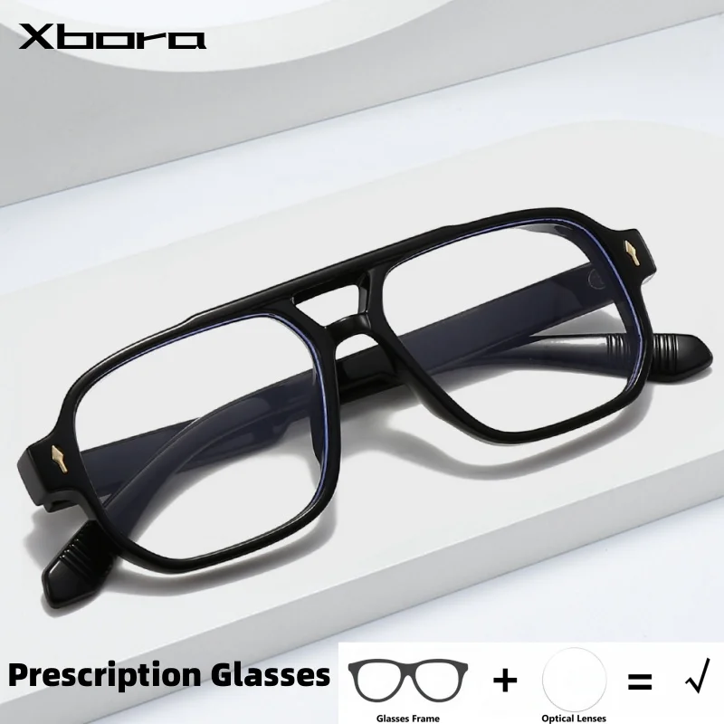 Xbora New Square Fashion Double Beam Optical Prescription Glasses Stylish Casual Trend Anti blue light Men's Eyeglasses 1002
Xbora New Square Fashion Double Beam Optical Prescription Glasses Stylish Casual Trend Anti blue light Men's Eyeglasses 1002