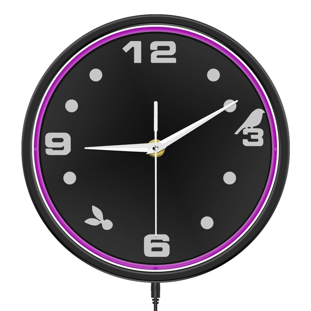 Bird Design Minimal LED Neon Light Wall Clock for Bedroom Country Style Nature Home Decor Metal Frame Illuminated Wall Clock
Bird Design Minimal LED Neon Light Wall Clock for Bedroom Country Style Nature Home Decor Metal Frame Illuminated Wall Clock