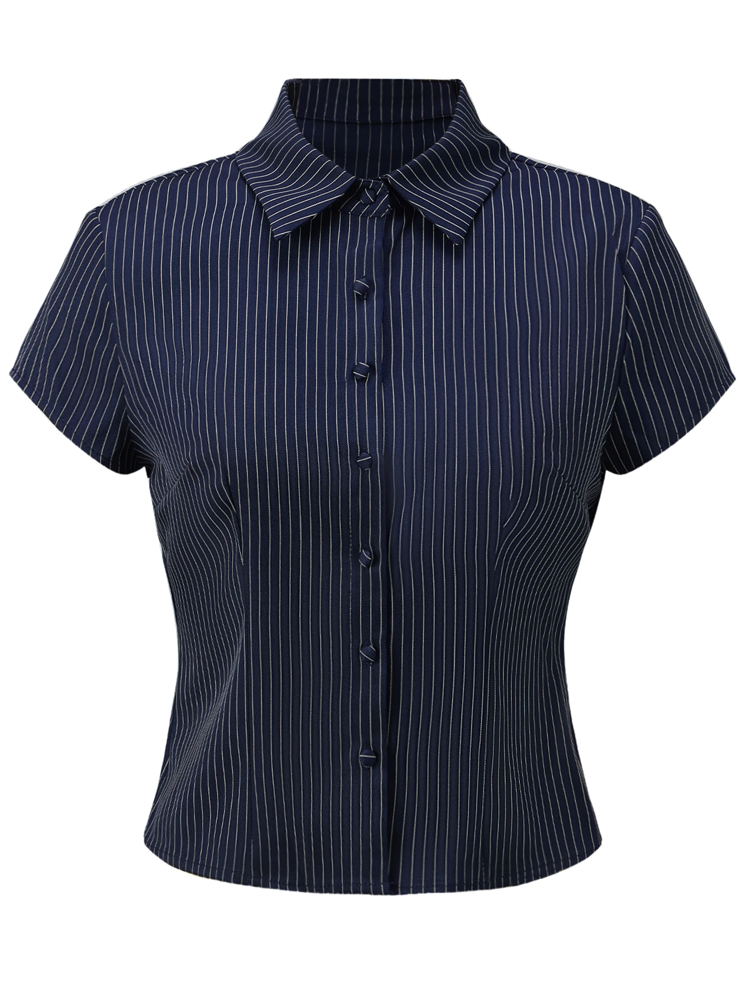 Женская полосатая рубашка, модная блузка с коротким рукавом и отложным воротником на пуговицах для повседневной носки
Женская полосатая рубашка, модная блузка с коротким рукавом и отложным воротником на пуговицах для повседневной носки