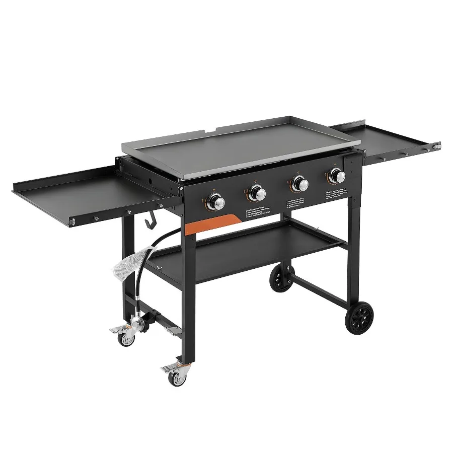 Outdoor 4-burner gas griddle with 36-inch foldable stainless steel plate, black finish, 60000 BTU high heat output, pulse ignit
Outdoor 4-burner gas griddle with 36-inch foldable stainless steel plate, black finish, 60000 BTU high heat output, pulse ignit