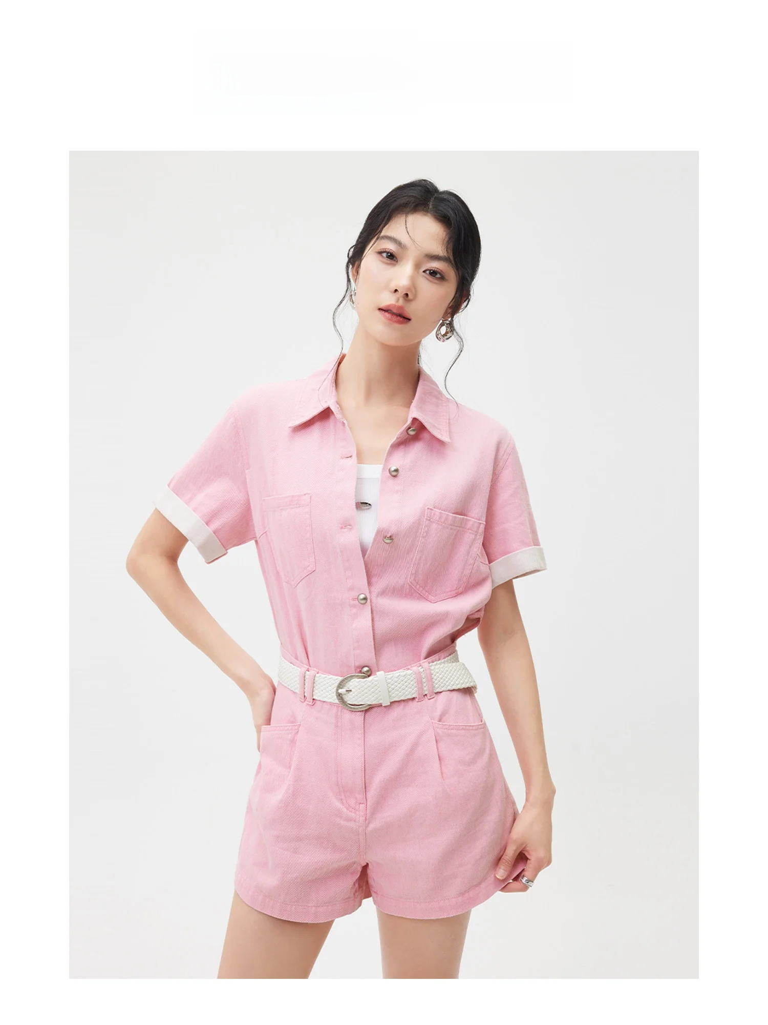 IAmMIX27 Faionable Cotton Overalls Women's Summer Workwear Sle Fake Two-Piece Color Collar Denim Jumpsuit High Waist orts
IAmMIX27 Faionable Cotton Overalls Women's Summer Workwear Sle Fake Two-Piece Color Collar Denim Jumpsuit High Waist orts