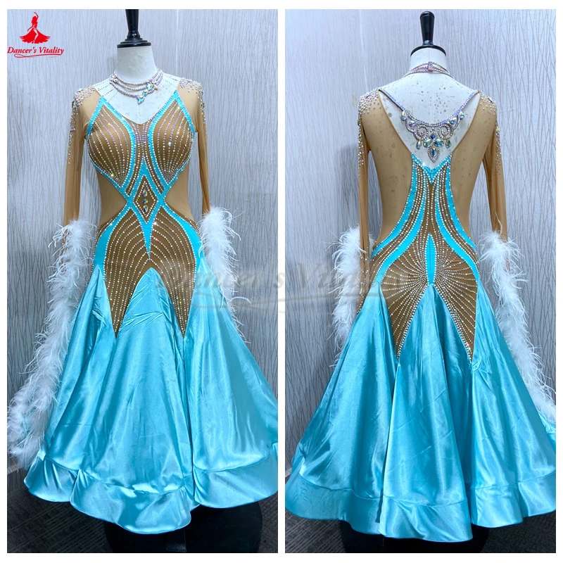 Female AB Stones Long Sleeves Standard Ballroom Dance Competition and Performance Dresses Customize Waltz Foxtrot Tango Clothing
Female AB Stones Long Sleeves Standard Ballroom Dance Competition and Performance Dresses Customize Waltz Foxtrot Tango Clothing