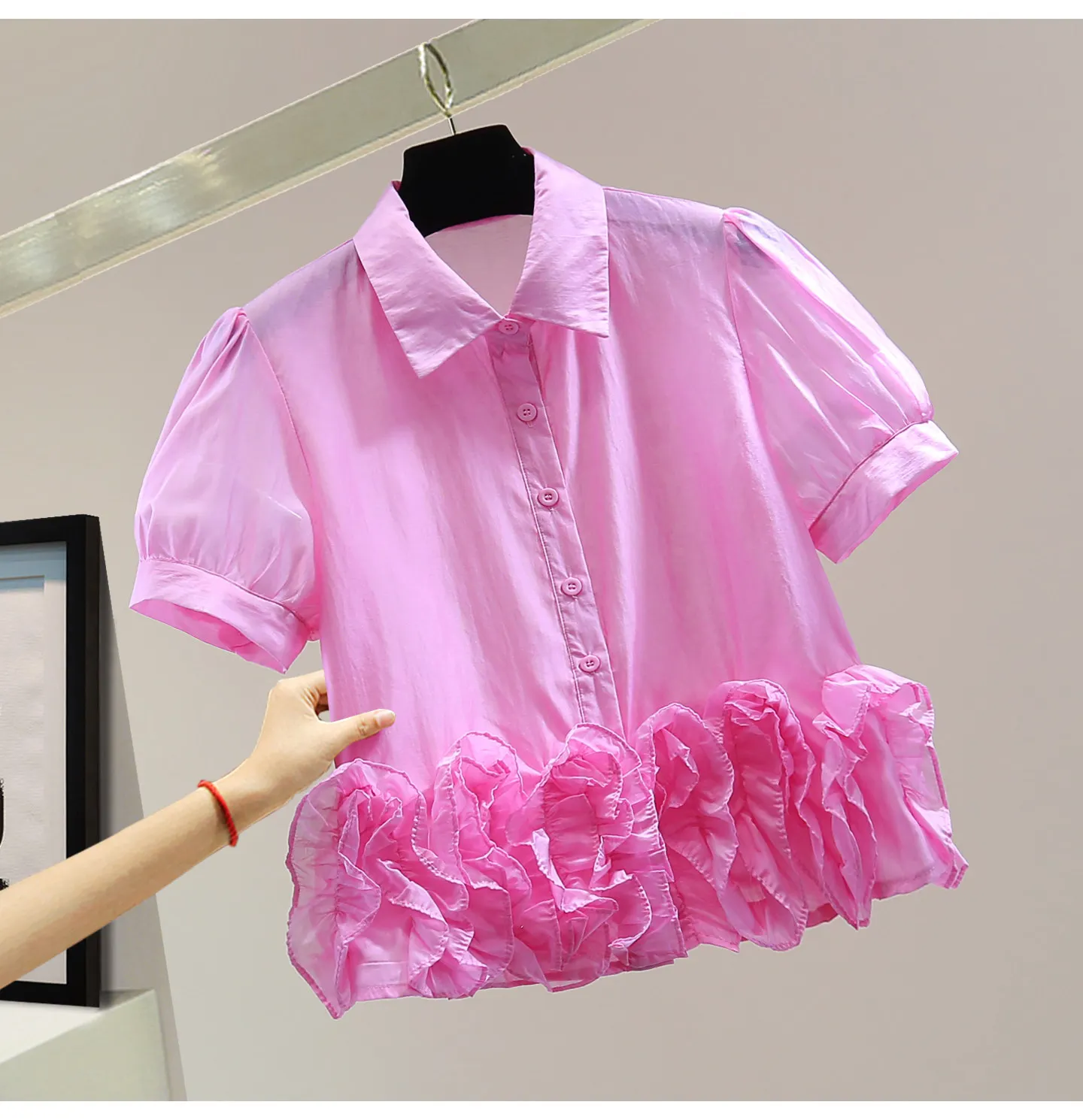 Heavy Industry Ruffles Patchwork Short Sleeve Chiffon Blouse for Women, 2026 Summer Glossy Casual Straight Shirt, Blusas Femme
Heavy Industry Ruffles Patchwork Short Sleeve Chiffon Blouse for Women, 2026 Summer Glossy Casual Straight Shirt, Blusas Femme