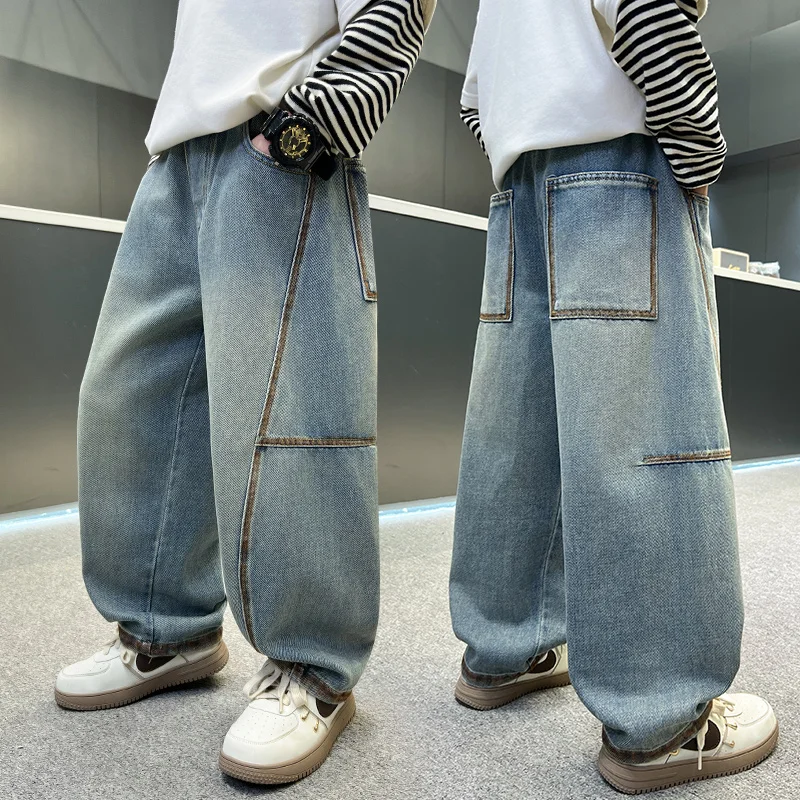 High Fashion Kids Child Street Patchwork Baggy Jeans Pants for Boys Stylish Patchwork Design Loose Fit Denim Trousers 5 to 14 Y
High Fashion Kids Child Street Patchwork Baggy Jeans Pants for Boys Stylish Patchwork Design Loose Fit Denim Trousers 5 to 14 Y