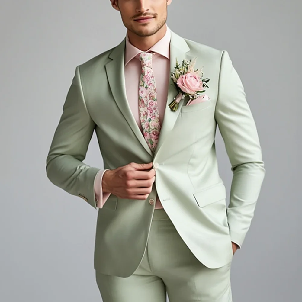 Men's Wedding Prom Party Suits Light Green Fashion Formal Standard Fit 2 Pieces Groom Tuexdos Blazer Pants Trajes De Hombre
Men's Wedding Prom Party Suits Light Green Fashion Formal Standard Fit 2 Pieces Groom Tuexdos Blazer Pants Trajes De Hombre