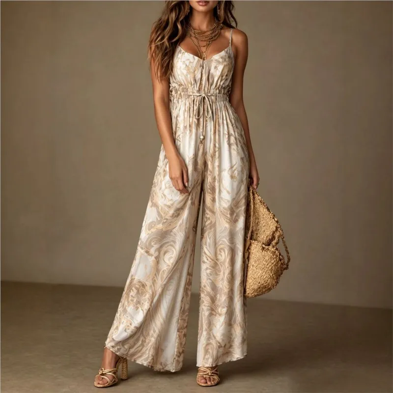 Bohemian Fashion Retro Printed Women's Jumpsuit Summer Sexy Suspender High Waist Lace Up Design Jumpsuits Lady Vacation Clothing
Bohemian Fashion Retro Printed Women's Jumpsuit Summer Sexy Suspender High Waist Lace Up Design Jumpsuits Lady Vacation Clothing