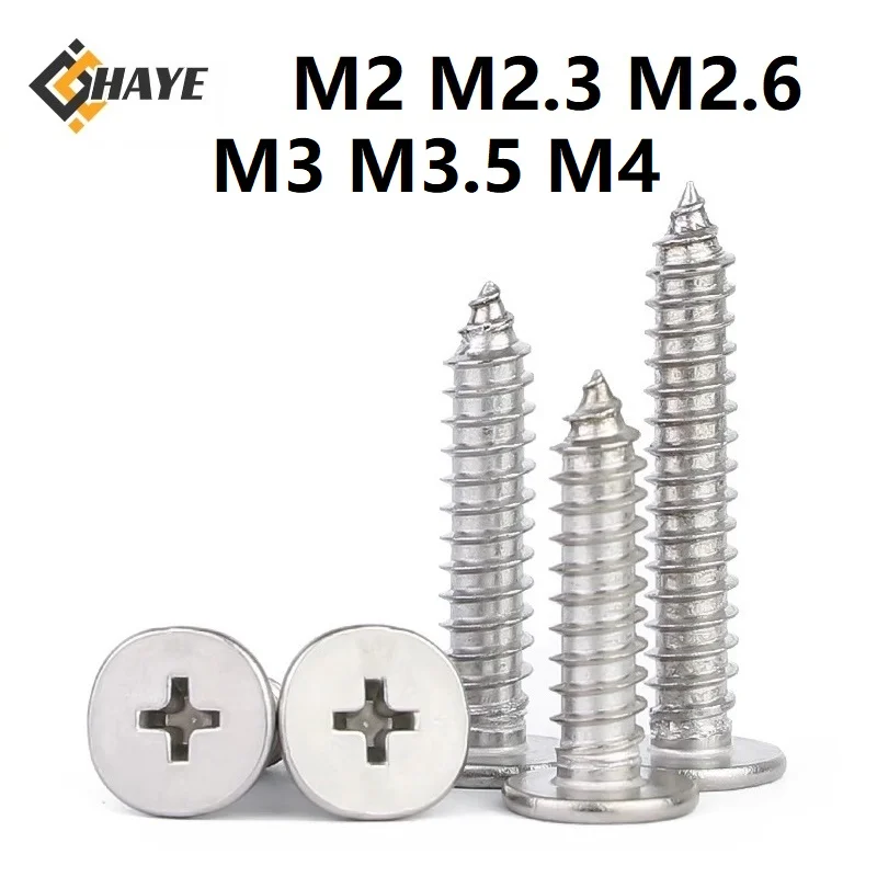 304 Stainless Steel M2 M2.3 M2.6 M3 M3.5 M4 Ultra Thin Flat Head Cross Recessed Self Tapping Screws
304 Stainless Steel M2 M2.3 M2.6 M3 M3.5 M4 Ultra Thin Flat Head Cross Recessed Self Tapping Screws