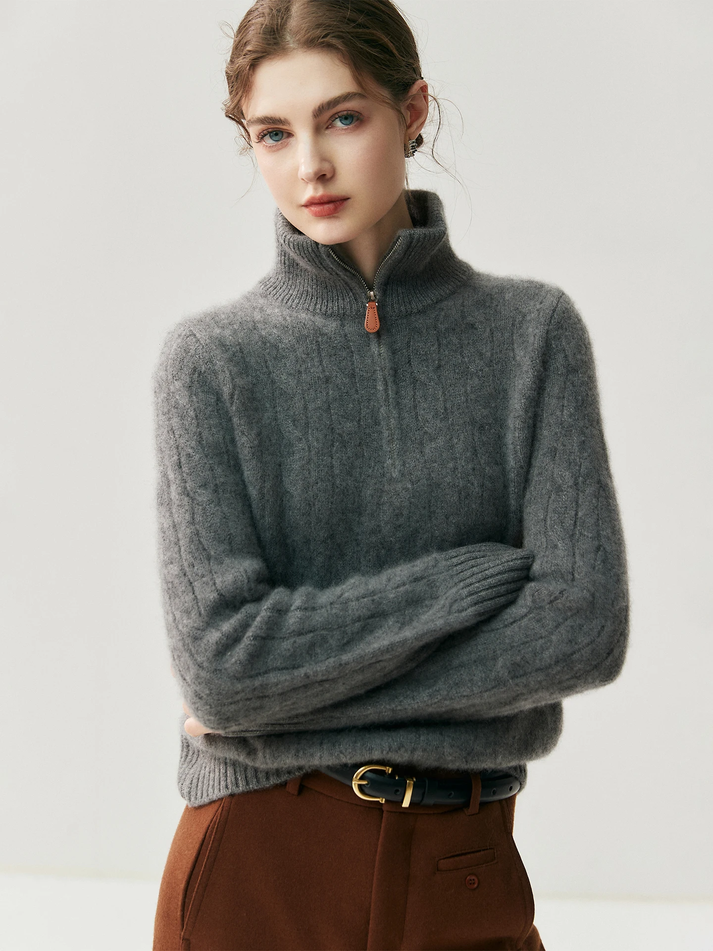 Thiened Twisted Camere Sweater Women's Autumn Winter Faion Color Casual Outerwear High Collar f Zipper
Thiened Twisted Camere Sweater Women's Autumn Winter Faion Color Casual Outerwear High Collar f Zipper