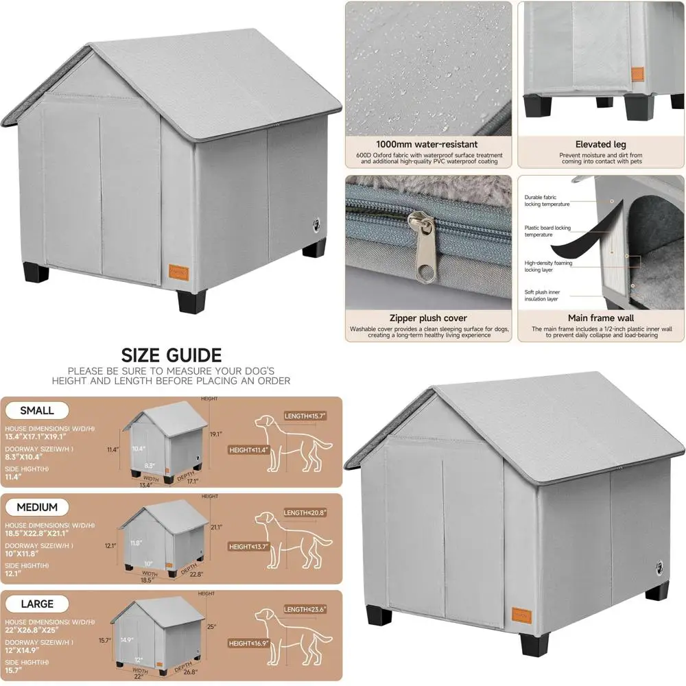 Outdoor Insulated Dog House with Warm Mat & Elevated Bed for Medium-Sized Pets, Suitable for Multiple Cats or Dogs, 23.6 x 16.9
Outdoor Insulated Dog House with Warm Mat & Elevated Bed for Medium-Sized Pets, Suitable for Multiple Cats or Dogs, 23.6 x 16.9