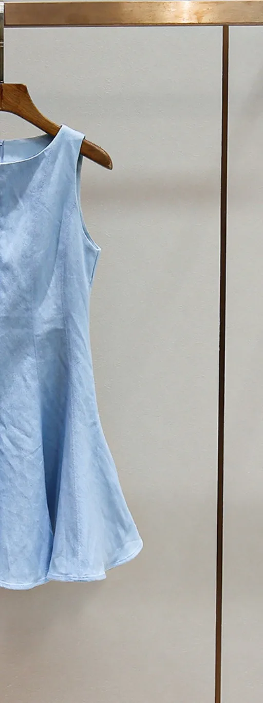 Women Blue A-Line Dress Sleeveless O-Neck High Waist Fashion Mini Robe Spring/Summer
Women Blue A-Line Dress Sleeveless O-Neck High Waist Fashion Mini Robe Spring/Summer