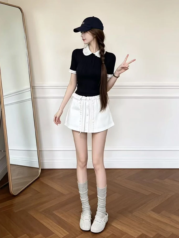 Unique Korean College Style Blue Knitted Shirt White Skirt Women's Fashion Set Early Summer New Arrival Elegant Quality
Unique Korean College Style Blue Knitted Shirt White Skirt Women's Fashion Set Early Summer New Arrival Elegant Quality
