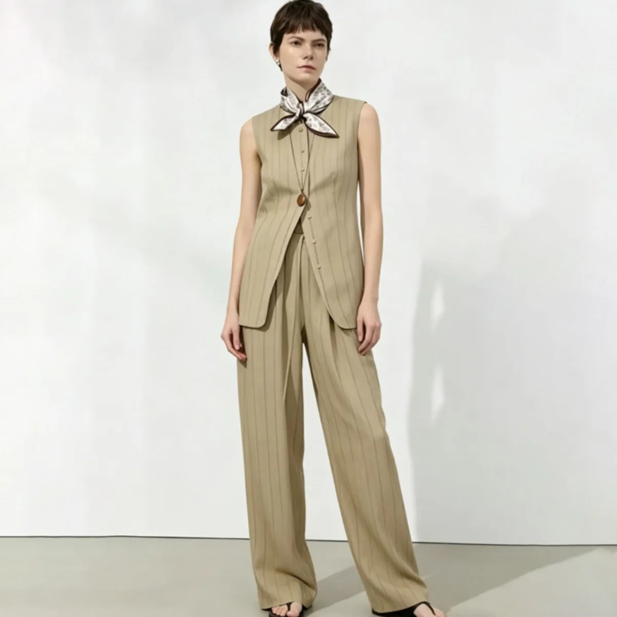 TOKO 2026 New Women Striped Two Piece Set Sleeveless Button Down Vest High Waist Wide Leg Pants Elegant Casual Outfit
TOKO 2026 New Women Striped Two Piece Set Sleeveless Button Down Vest High Waist Wide Leg Pants Elegant Casual Outfit