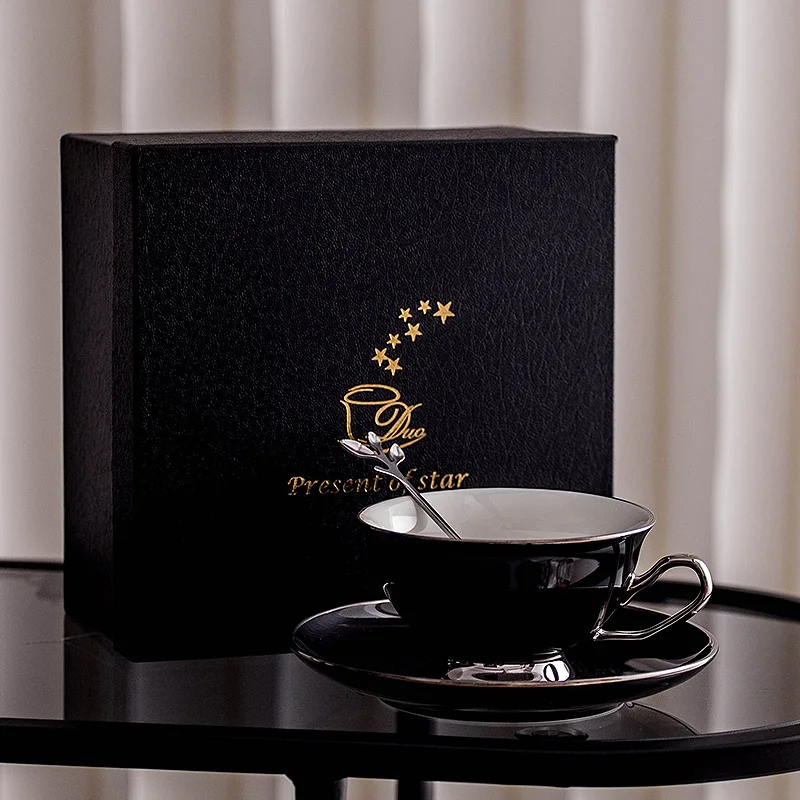 Creative High-end Cups and Saucers Set Home Black Ceramic Teacups Exquisite Coffee Cups with Spoons Espresso Coffee Cups Gifts
Creative High-end Cups and Saucers Set Home Black Ceramic Teacups Exquisite Coffee Cups with Spoons Espresso Coffee Cups Gifts