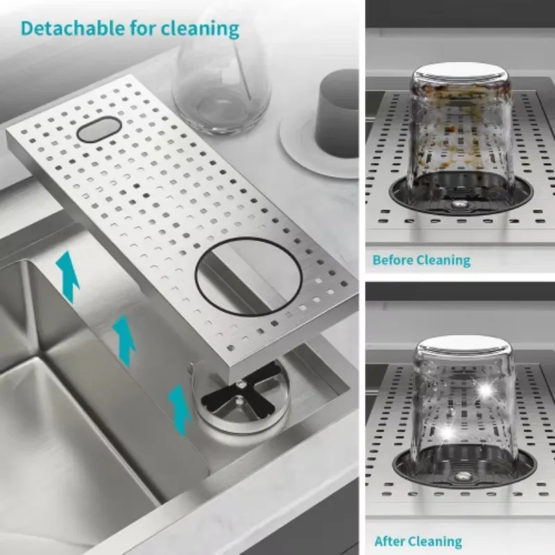 ATV Modern American Kitchen Sink Set 33x22 Inch, 304 Stainless Steel Single Bowl Kitchen Sink With Drain Board Cup Washer
ATV Modern American Kitchen Sink Set 33x22 Inch, 304 Stainless Steel Single Bowl Kitchen Sink With Drain Board Cup Washer