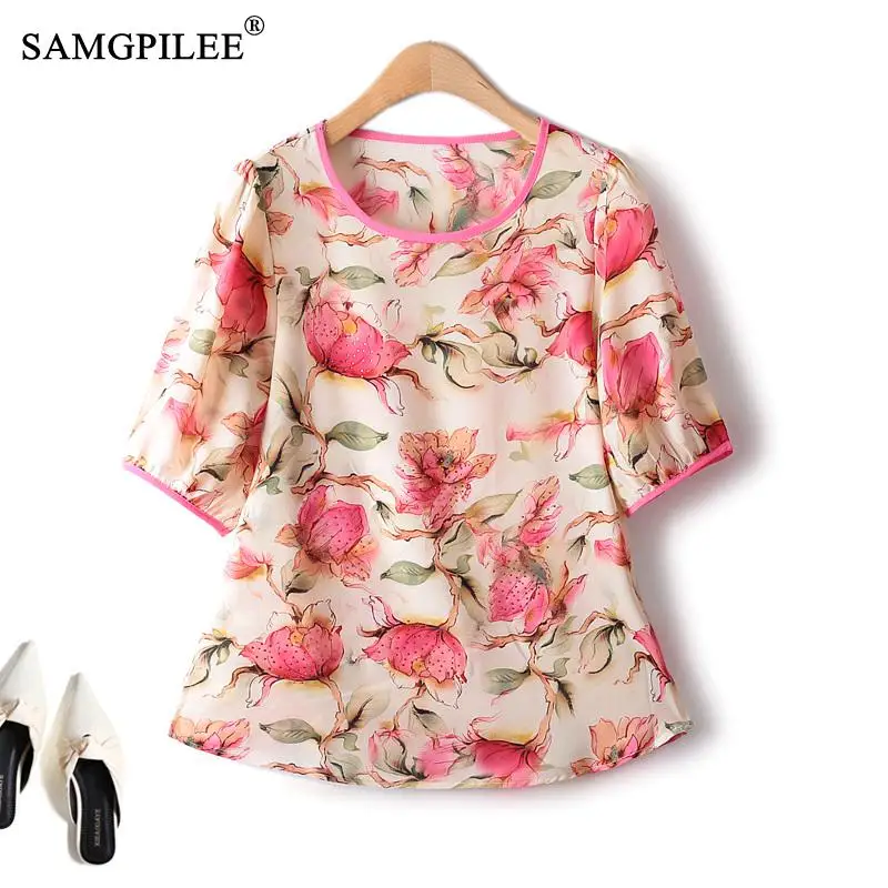 Chiffon Shirts And Blouses 2023 Summer New Sweet Hot Diamond Big Flower Half Sleeve Thin Pullover Tops Fashion Women Clothing
Chiffon Shirts And Blouses 2023 Summer New Sweet Hot Diamond Big Flower Half Sleeve Thin Pullover Tops Fashion Women Clothing