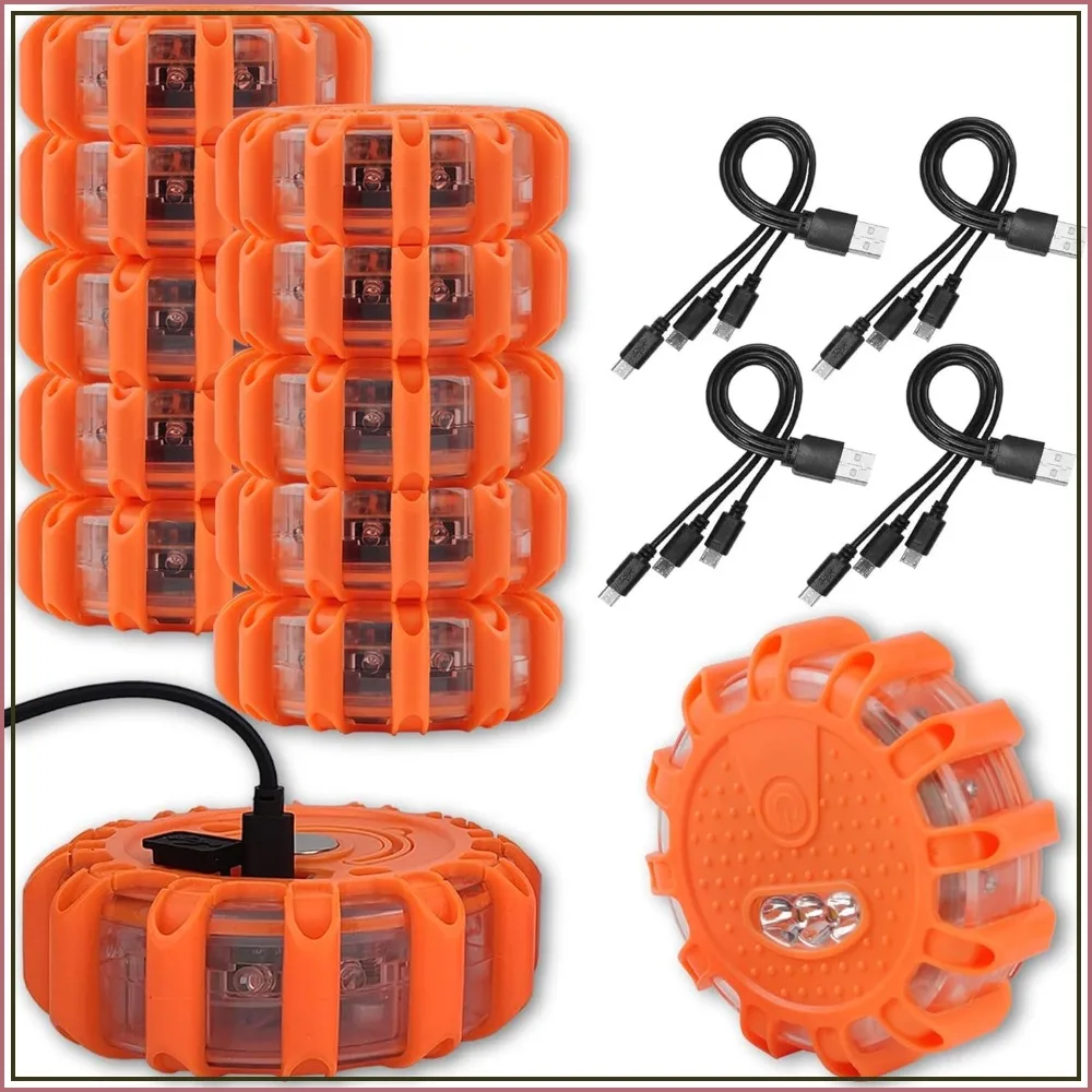 USB Rechargeable LED Road Flares Emergency Lights - 12 Pack with Magnetic Base for Vehicles & Boat
USB Rechargeable LED Road Flares Emergency Lights - 12 Pack with Magnetic Base for Vehicles & Boat
