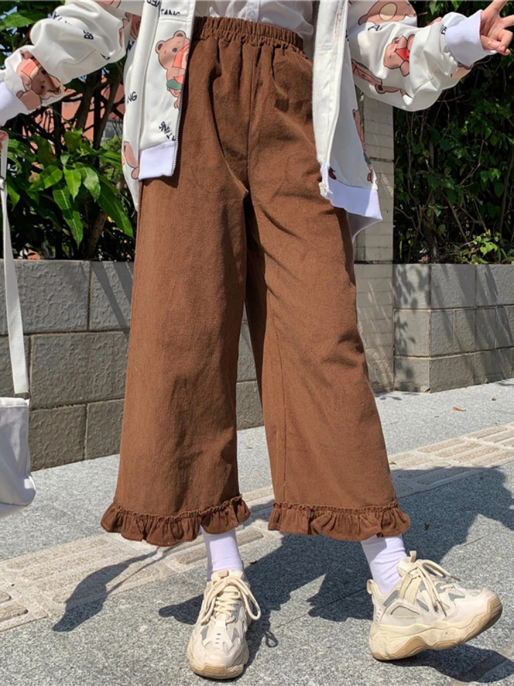 Japanese Sweet High Waist Pants Lolita Women's Preppy Style Ruffles Wide Leg Pants Girly Harajuku Clothing Casual Trousers Pants
Japanese Sweet High Waist Pants Lolita Women's Preppy Style Ruffles Wide Leg Pants Girly Harajuku Clothing Casual Trousers Pants