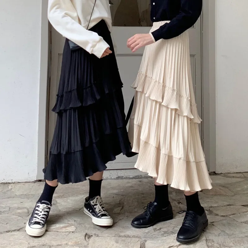 ANLYXI Women Ruffle Mid-Long A-line Skirts Casual Spring Summer High Waist Female Beige All-match White Irregular Cake Skirt
ANLYXI Women Ruffle Mid-Long A-line Skirts Casual Spring Summer High Waist Female Beige All-match White Irregular Cake Skirt