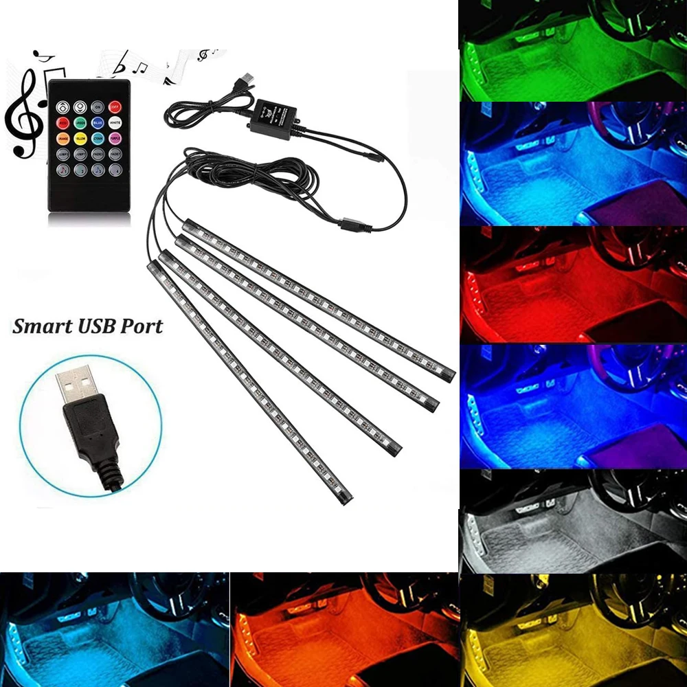 USB LED RGB Car Ambient Strip Interior Light Bar Atmosphere Decorative Lamp Music Wireless Remote Control Dash Floor Foot 12V
USB LED RGB Car Ambient Strip Interior Light Bar Atmosphere Decorative Lamp Music Wireless Remote Control Dash Floor Foot 12V