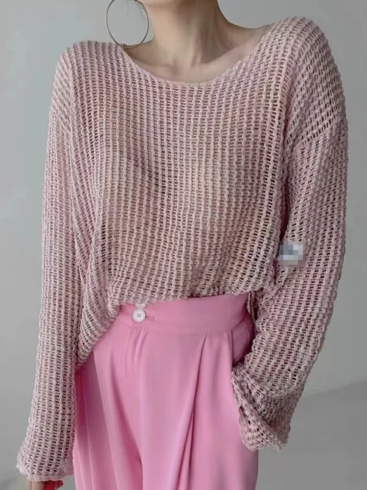 Sun Protection Knitted Cover up Women's Thin Hollow out Design round Ne Loose Fit Long Sve Top Korean Sle Casual Wear
Sun Protection Knitted Cover up Women's Thin Hollow out Design round Ne Loose Fit Long Sve Top Korean Sle Casual Wear