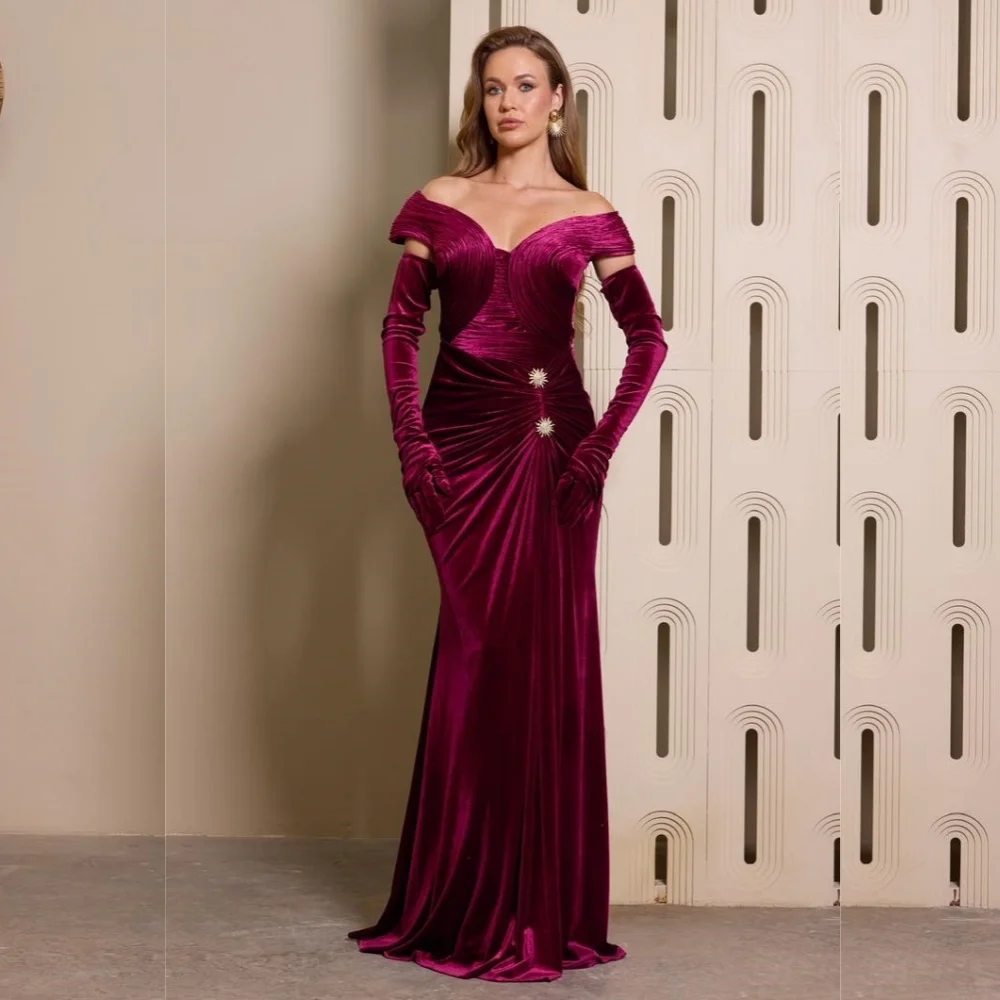 Customized Pleat Chic Off-the-shoulder Trumpet Floor-length Women's Evening Gowns Bespoke Occasion Prom Elegant Party Dress
Customized Pleat Chic Off-the-shoulder Trumpet Floor-length Women's Evening Gowns Bespoke Occasion Prom Elegant Party Dress