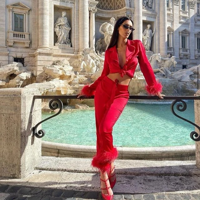 Pajama Set Moisture-wicking, Amazon Women's Solid Color Set Lapel Top Feather Pants Two-piece Set, Breathable and Comfortable
Pajama Set Moisture-wicking, Amazon Women's Solid Color Set Lapel Top Feather Pants Two-piece Set, Breathable and Comfortable