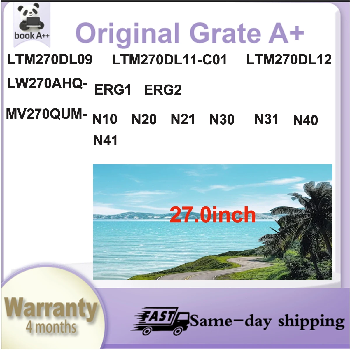 Original New A+27"IPS LCD Screen LTM270DL09 LTM270DL11 C01 LTM270DL12 LW270AHQ ERG1 ERG2 MV270QUM N10 N20 N21 N30 N31 N40 N41
Original New A+27"IPS LCD Screen LTM270DL09 LTM270DL11 C01 LTM270DL12 LW270AHQ ERG1 ERG2 MV270QUM N10 N20 N21 N30 N31 N40 N41