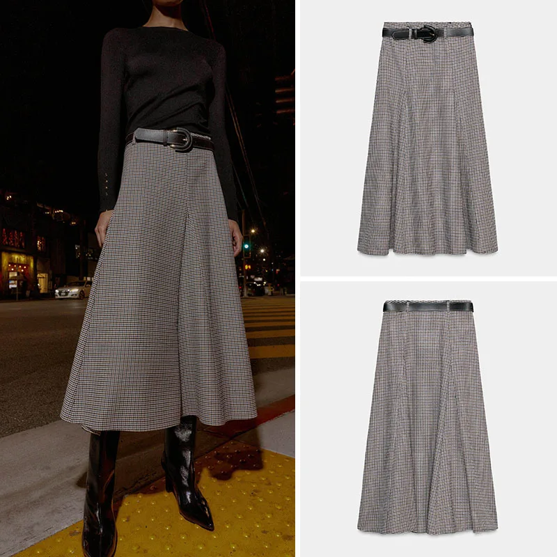 Ele High Waist Plaid Midi Skirt with Belt Spring New Arrival Women's Faion Ethnic Stage Costume 8-25 Years Old
Ele High Waist Plaid Midi Skirt with Belt Spring New Arrival Women's Faion Ethnic Stage Costume 8-25 Years Old