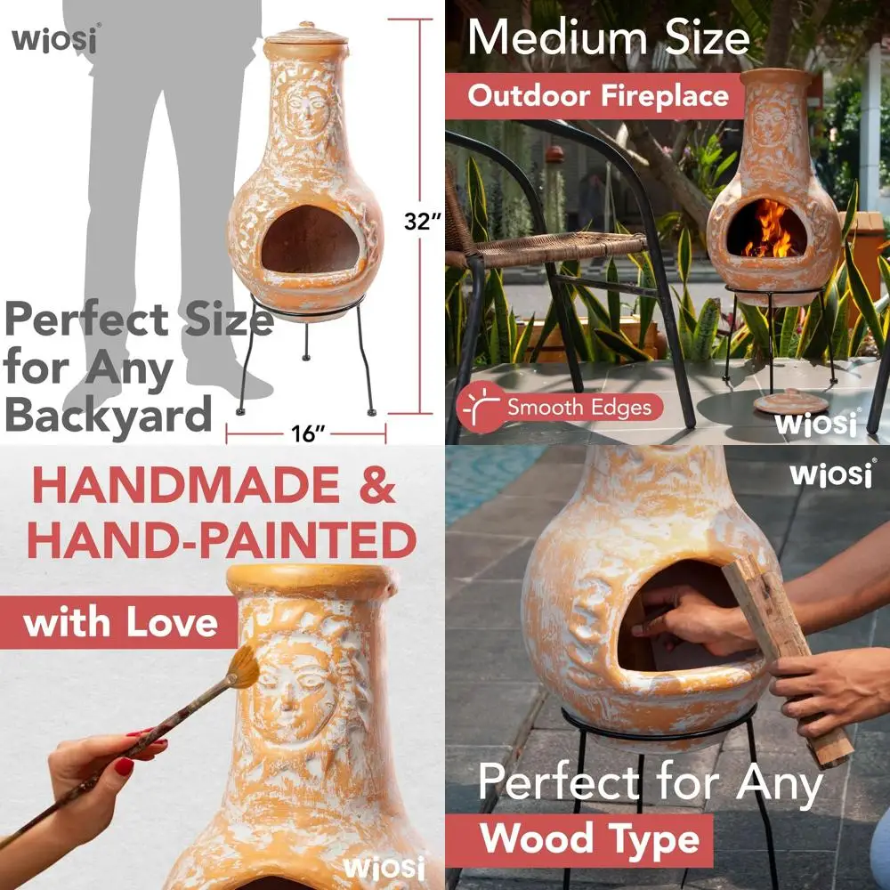 Терракотовая уличная печь-камин с защитой от дождя и металлической подставкой - 16 x 16 x 32
Терракотовая уличная печь-камин с защитой от дождя и металлической подставкой - 16 x 16 x 32