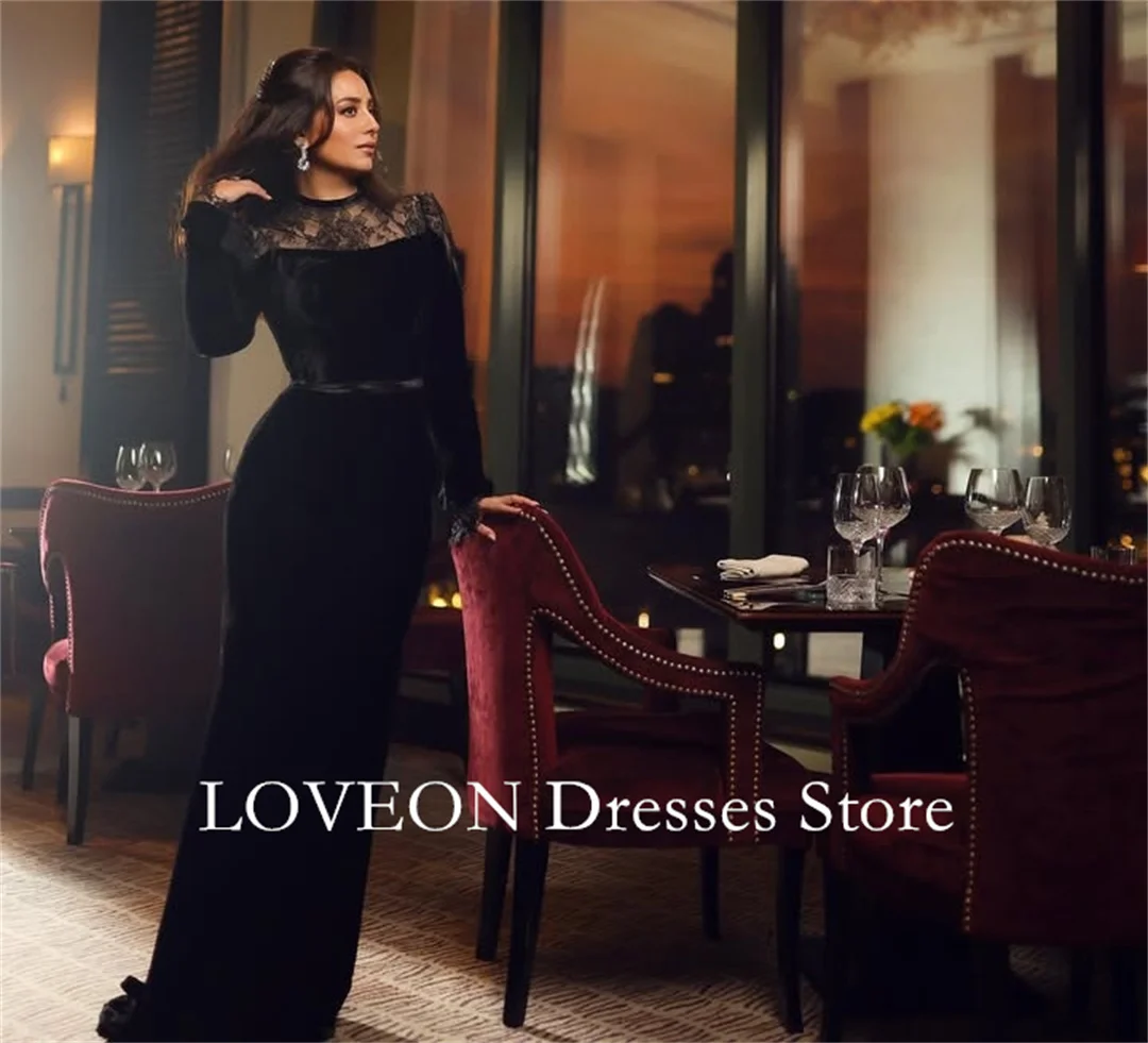 O-Neck Black Velvet Lace Formal Evening Dresses Mermaid Long Sleeves فساتين سهرة Customized Elegant Prom Growns Party Women
O-Neck Black Velvet Lace Formal Evening Dresses Mermaid Long Sleeves فساتين سهرة Customized Elegant Prom Growns Party Women