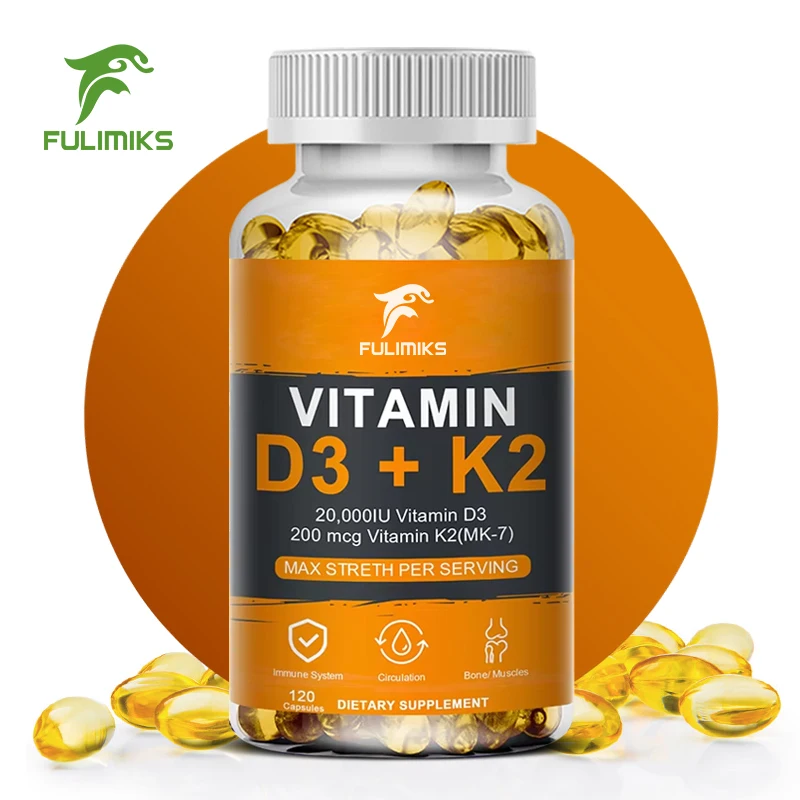 Vegan 2-in-1 Vitamin D3 20,000 IU+K2 200mcg MK-7 Capsules Organic Coconut Oil Natural Ingredient Calcium Regulation Immunity
Vegan 2-in-1 Vitamin D3 20,000 IU+K2 200mcg MK-7 Capsules Organic Coconut Oil Natural Ingredient Calcium Regulation Immunity