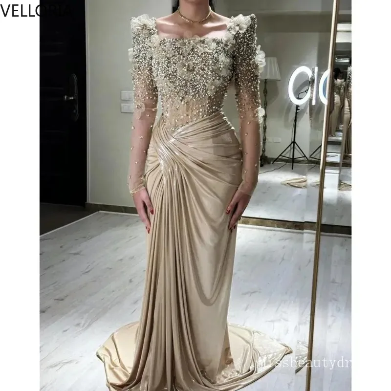 2026 Elegant Champagne Mermaid Evening Dresses Crystals Beads Long Sleeves Formal Occasion Gowns Prom Dress For Women Customized
2026 Elegant Champagne Mermaid Evening Dresses Crystals Beads Long Sleeves Formal Occasion Gowns Prom Dress For Women Customized