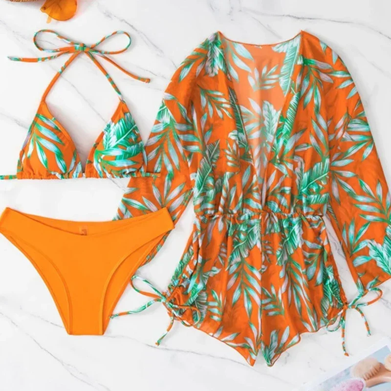 Fashion Micro Bikini Women's Print 3 Piece Sexy Lace Up Triangle Halter Bikini Push Up Bodysuits Beach Cover Up Casual Swimsuit
Fashion Micro Bikini Women's Print 3 Piece Sexy Lace Up Triangle Halter Bikini Push Up Bodysuits Beach Cover Up Casual Swimsuit