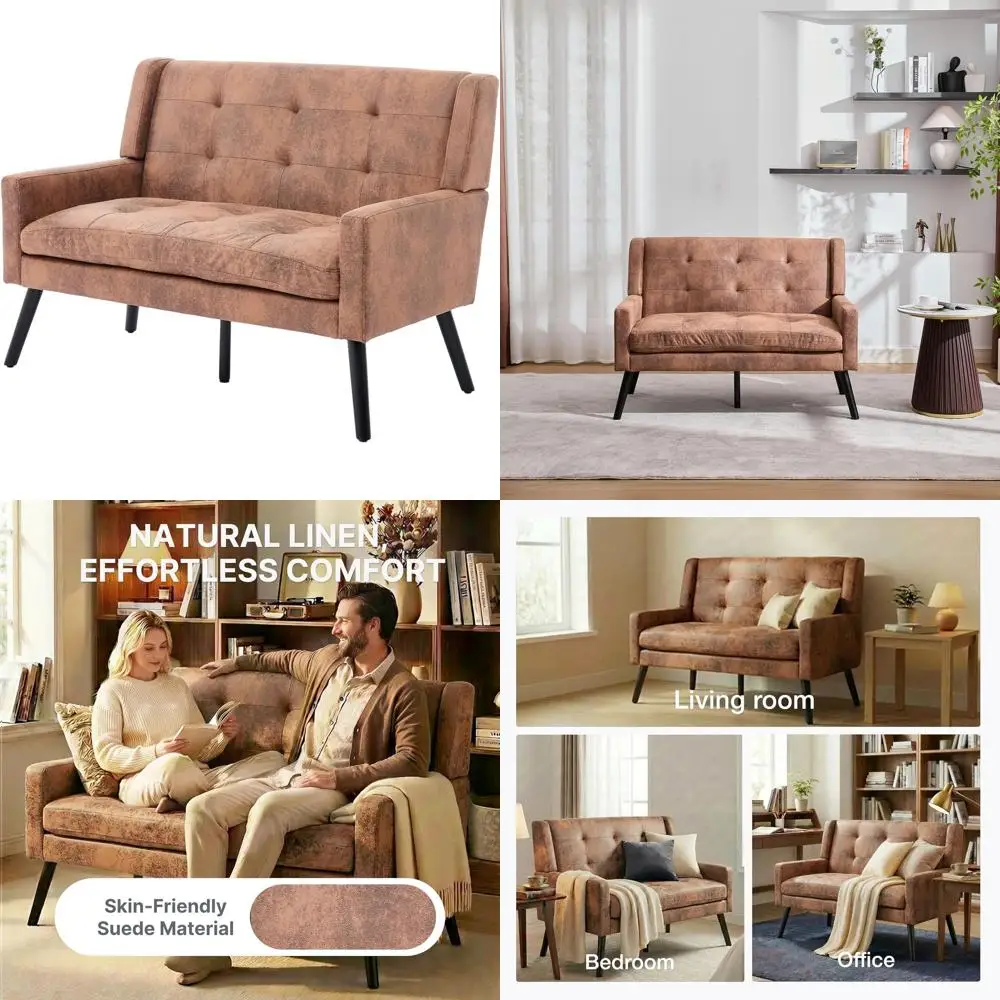 47 Small 2-Seater Loveseat Sofa, Plush Suede Fabric, Button-Tufted High Back, Solid Wood Legs, Suitable for Living Room, Bedroom
47 Small 2-Seater Loveseat Sofa, Plush Suede Fabric, Button-Tufted High Back, Solid Wood Legs, Suitable for Living Room, Bedroom