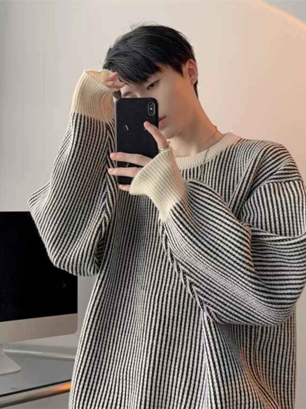Soft Cozy Autumn Winter Striped Knit Sweater round Ne Loose Casual Sle for Youth Couple Lazy Faion oulder Drop down
Soft Cozy Autumn Winter Striped Knit Sweater round Ne Loose Casual Sle for Youth Couple Lazy Faion oulder Drop down