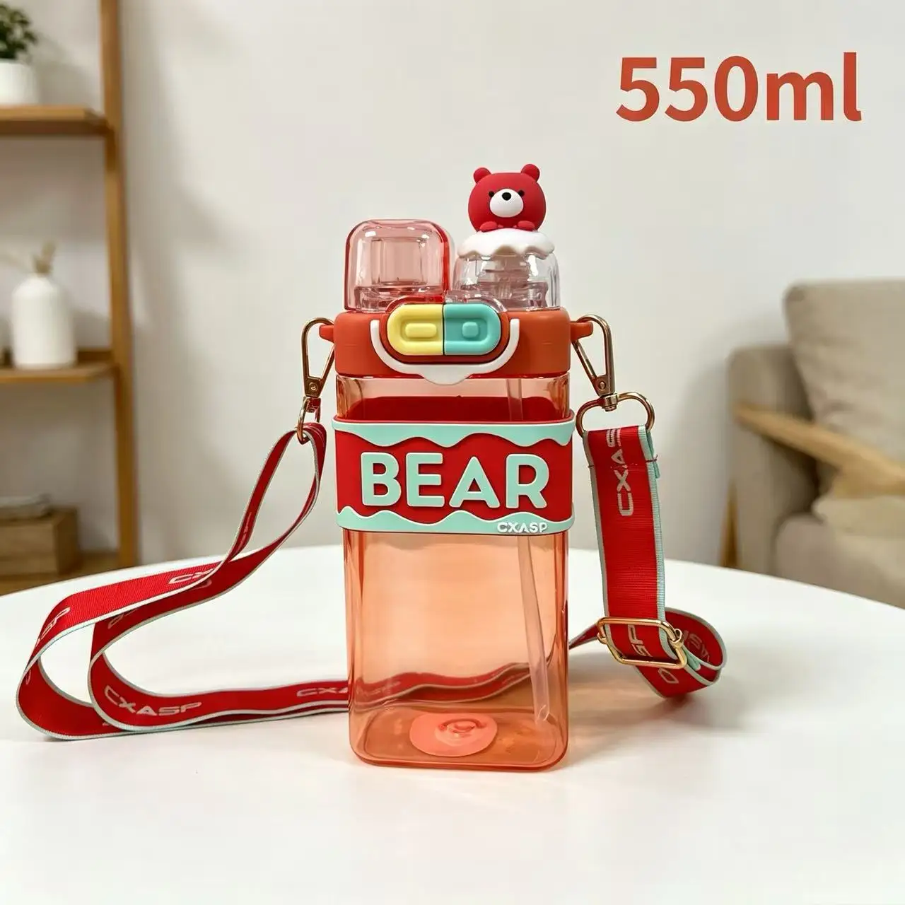 550ml Large Capacity Red Body Bear Head Kids Water Bottle, Pop-up Straw Lid, Summer Anti-drop Leakproof Portable Children Cup
550ml Large Capacity Red Body Bear Head Kids Water Bottle, Pop-up Straw Lid, Summer Anti-drop Leakproof Portable Children Cup