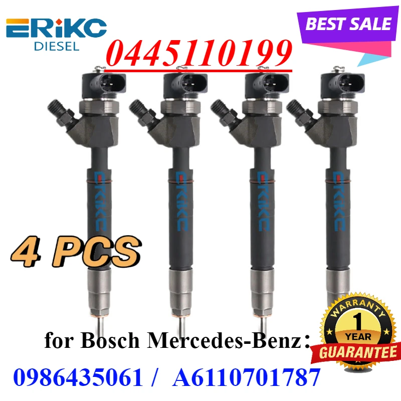 4PCS NEW 0445110199 A6110701787 Diesel Fuel Injector 0445110200 Auto Parts for Bosch Mercedes-Benz 0986435062
4PCS NEW 0445110199 A6110701787 Diesel Fuel Injector 0445110200 Auto Parts for Bosch Mercedes-Benz 0986435062