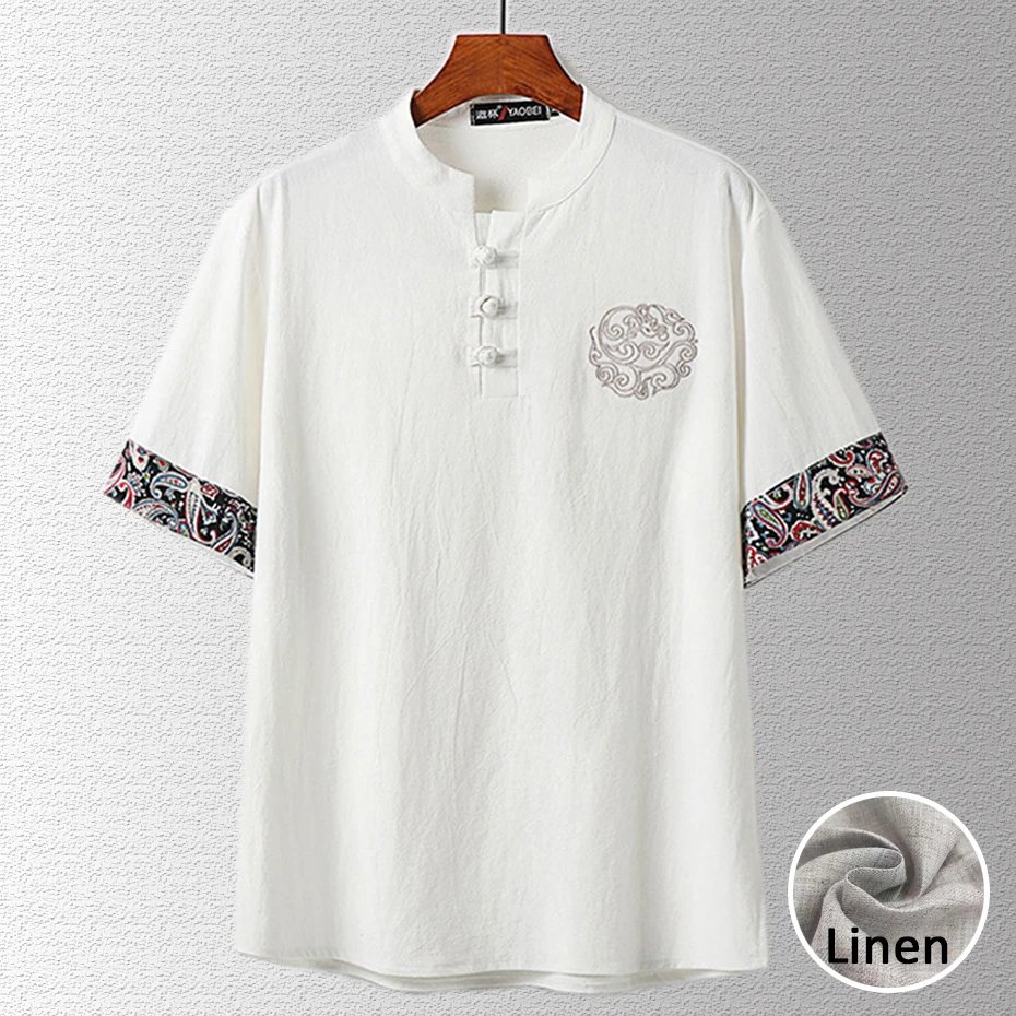 Summer Linen T-shirts Men Short Sleeve Tops Tees Embroidery T Shirts Male Fashion Casual Solid Color Tshirts
Summer Linen T-shirts Men Short Sleeve Tops Tees Embroidery T Shirts Male Fashion Casual Solid Color Tshirts