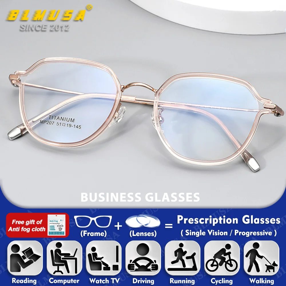 BLMUSA (M) Fashion Simple Men Women Myopia Photochromic Prescription Glasses Pure Titanium Blue Light Filter Progressive Eyeware 
BLMUSA (M) Fashion Simple Men Women Myopia Photochromic Prescription Glasses Pure Titanium Blue Light Filter Progressive Eyeware