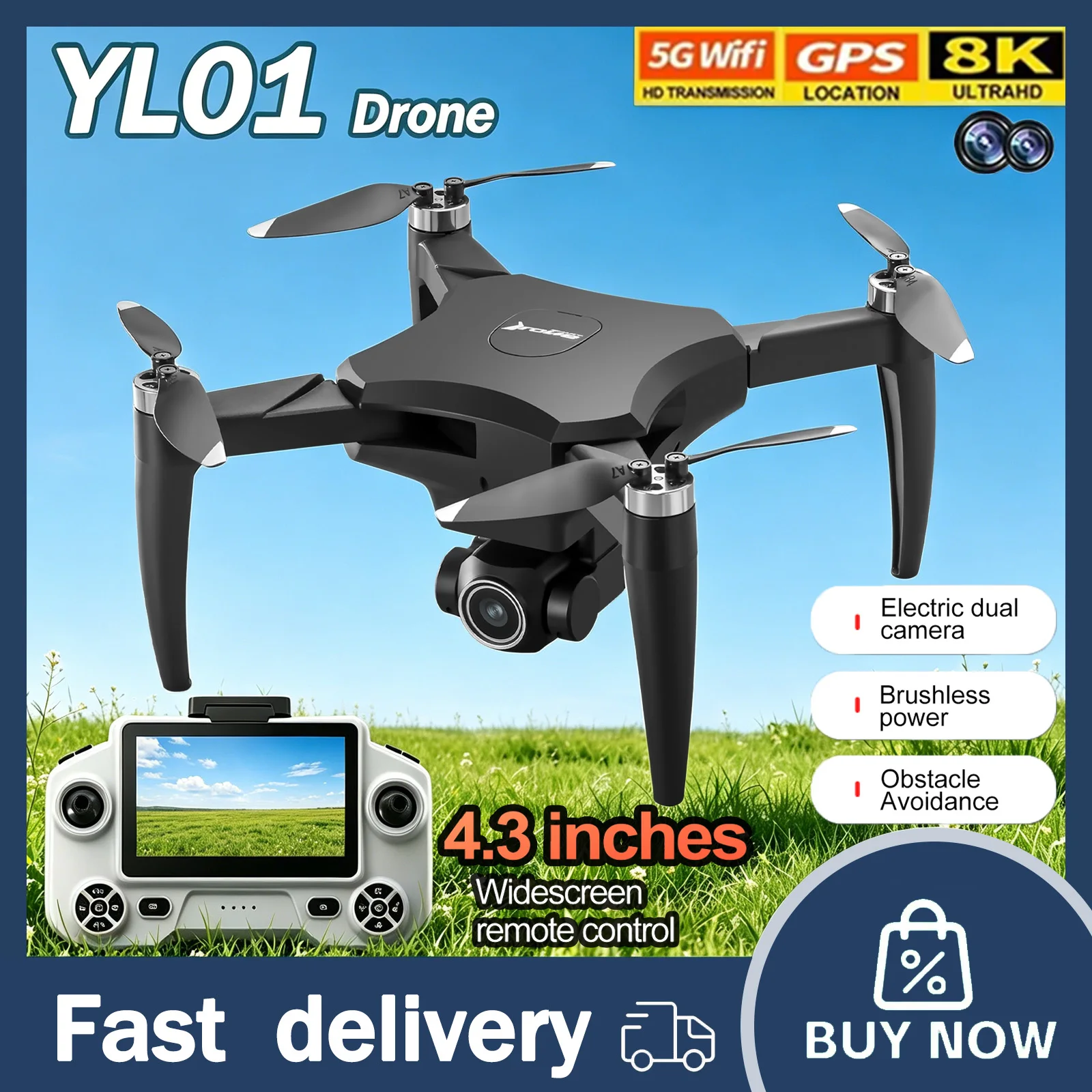 YL01 Mini Drone 8K Professional HD Dual Camera FVP Wifi 360° Obstacle Avoidance Brushless Foldable Quadcopter RC Drone Toys Gift
YL01 Mini Drone 8K Professional HD Dual Camera FVP Wifi 360° Obstacle Avoidance Brushless Foldable Quadcopter RC Drone Toys Gift