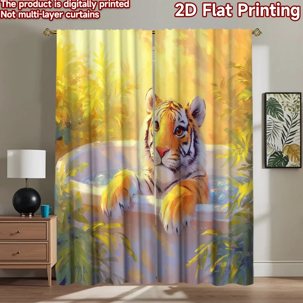 2D flat printing 2pcs Window Curtains Cute Tiger Bathing Digital Printed Polyester Drapes Party Decorations for Indoor Outdoor
2D flat printing 2pcs Window Curtains Cute Tiger Bathing Digital Printed Polyester Drapes Party Decorations for Indoor Outdoor