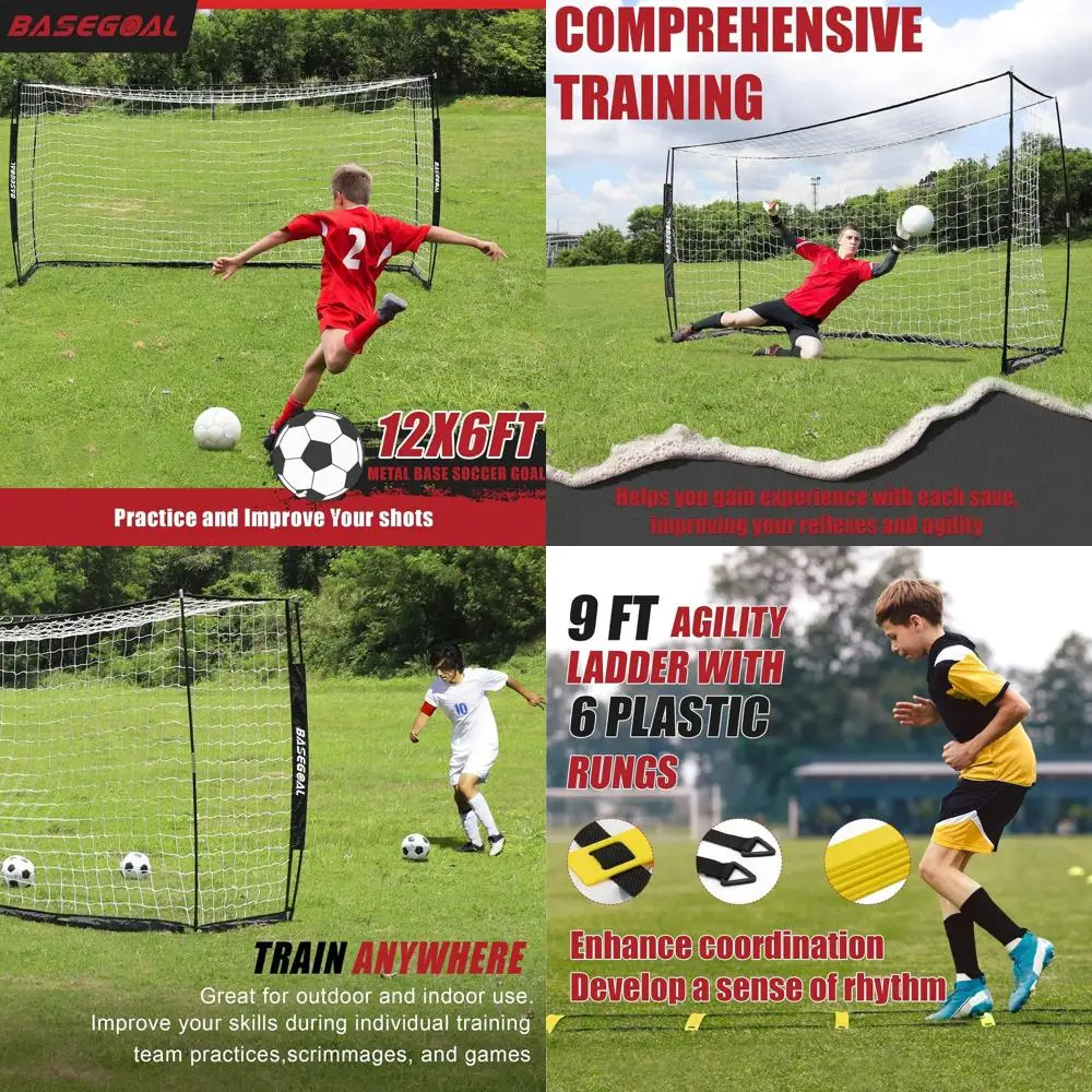 Portable Soccer Goal with Collapsible Metal Base, Soccer Net, and Agility Ladder for Backyard Play
Portable Soccer Goal with Collapsible Metal Base, Soccer Net, and Agility Ladder for Backyard Play