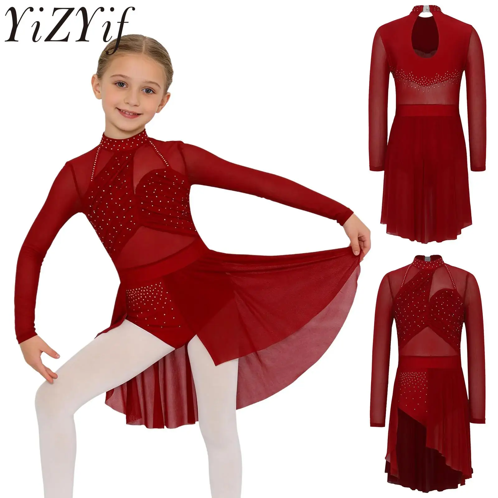Kids Girls Figure Skating Dress Performance Costume Mesh Long Sleeves Keyhole Front Ballet Leotard Dress Dance Competition
Kids Girls Figure Skating Dress Performance Costume Mesh Long Sleeves Keyhole Front Ballet Leotard Dress Dance Competition
