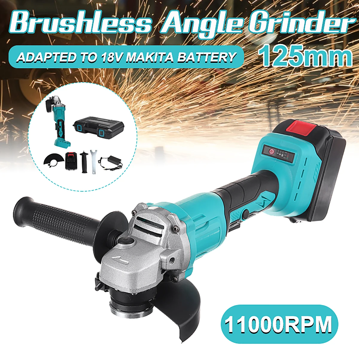 1580W Cordless Brushless Electric Angle Grinder Polishing Grinding Machine Woodworking DIY Power Tool For Makita Battery 18V
1580W Cordless Brushless Electric Angle Grinder Polishing Grinding Machine Woodworking DIY Power Tool For Makita Battery 18V