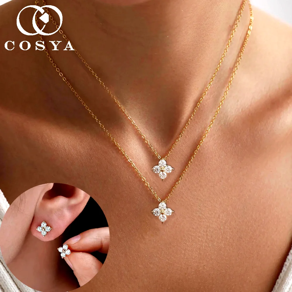 COSYA Full Moissanite Clover Leaf Pandent Necklace/Earrings For Women S925 Silver Plated 18K Gold Wedding Dainty Fine Jewelry
COSYA Full Moissanite Clover Leaf Pandent Necklace/Earrings For Women S925 Silver Plated 18K Gold Wedding Dainty Fine Jewelry