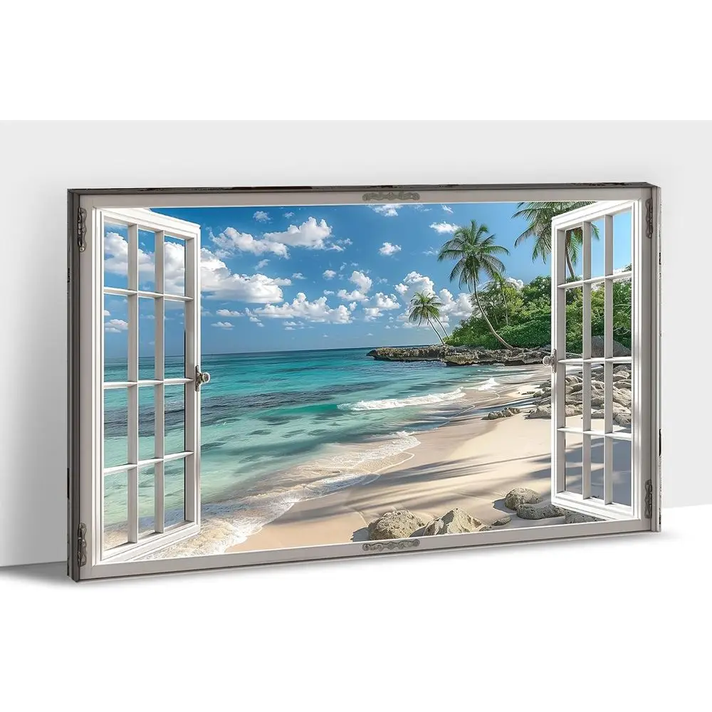 Ocean View Wall Art - Blue Sea and White Sand Beach Canvas, Palm Trees, 28x40 Ideal for Living Spaces
Ocean View Wall Art - Blue Sea and White Sand Beach Canvas, Palm Trees, 28x40 Ideal for Living Spaces