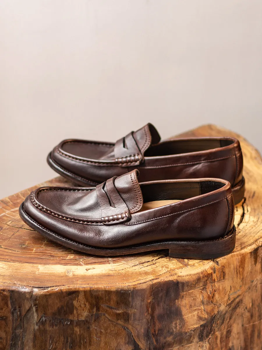 British Vintage Washed Casual Leather Shoes Men's Round Toe Slip-on Goodyear Handmade Loafers
British Vintage Washed Casual Leather Shoes Men's Round Toe Slip-on Goodyear Handmade Loafers