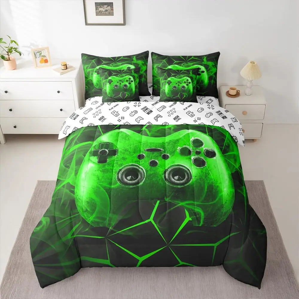 Green Gaming Bedding Set for Teens - 7-Piece Queen Size with Comforter, Sheets, Pillowcases & Cushion Cover
Green Gaming Bedding Set for Teens - 7-Piece Queen Size with Comforter, Sheets, Pillowcases & Cushion Cover