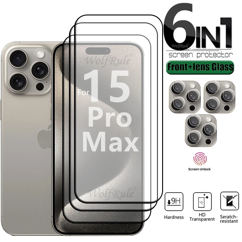 6-in-1 For iPhone 15 Pro Max Glass For iPhone 15 Pro Full Cover 9H HD Screen Protector For iPhone 12 13 14 15 Plus Pro Max Glass
6-in-1 For iPhone 15 Pro Max Glass For iPhone 15 Pro Full Cover 9H HD Screen Protector For iPhone 12 13 14 15 Plus Pro Max Glass